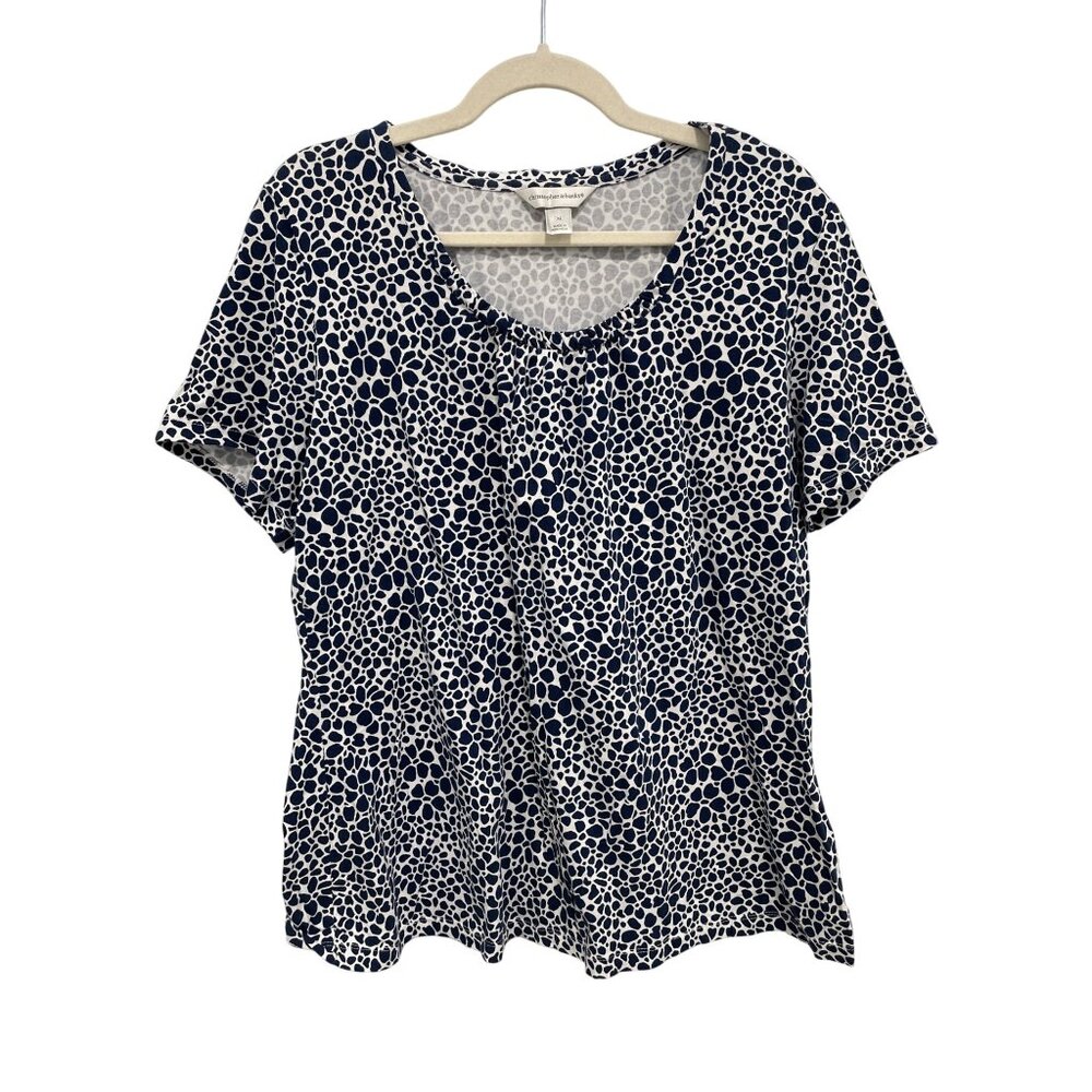 Christopher and Banks Short Sleeve T Shirt Size XL Floral Animal Print Essential